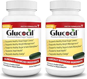 Glucocil – Softgels - Premium Blood Sugar Support - Πάνω από 2 εκατομμύρια μπουκάλια που πωλούνται - Υποστηρίζει όλα τα 3 Απαραίτητα Ζάχαρη αίματος - Από το 2008, με βερβερίνη, ιδιόκτητο φύλλο Mulberry, και περισσότερα, 2-πακέτο