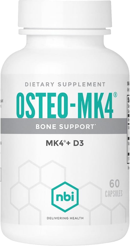 NBI Osteo-MK4 Bone Support | Vitamin D & K Kompleksi | 45 mg Vitamin K2 (MK4) Güçlü Bone Health & Function için | 60ct Veggie Capsules