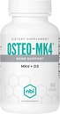 NBI Osteo-MK4 Bone Support | Vitamin D & K Kompleksi | 45 mg Vitamin K2 (MK4) Güçlü Bone Health & Function için | 60ct Veggie Capsules
