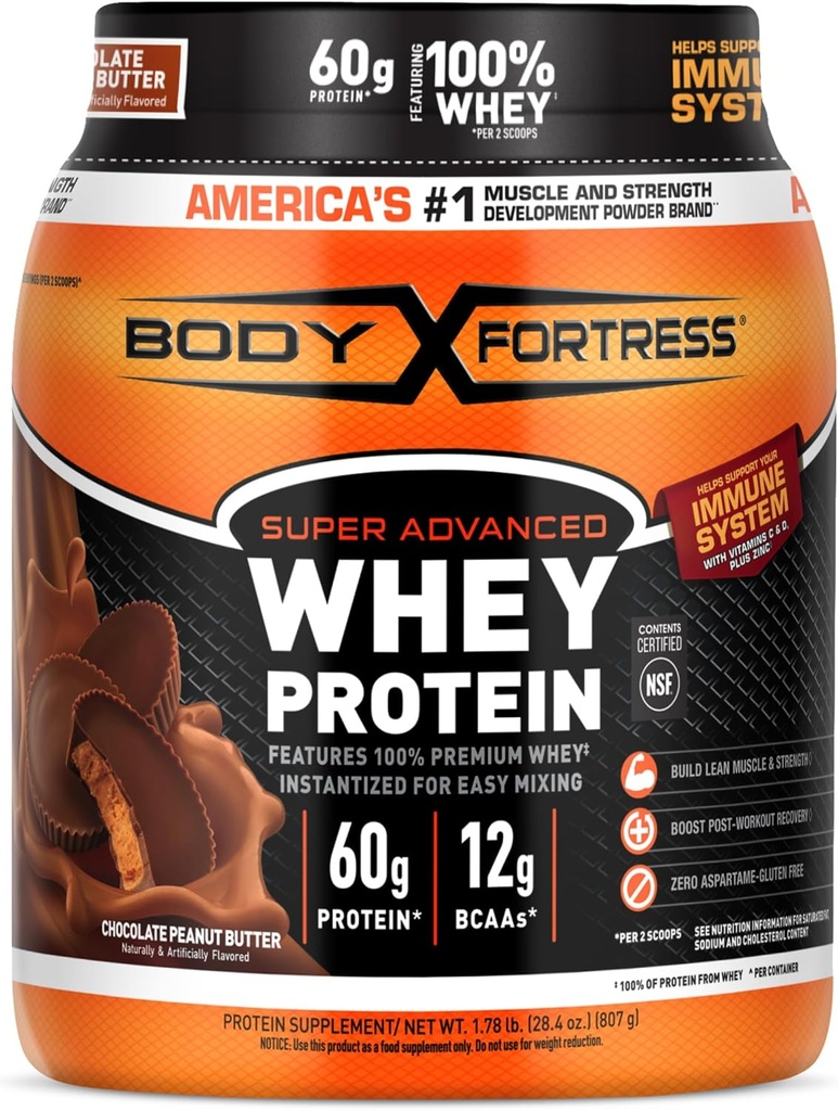Φρούριο σώματος 100% Whey, Premium πρωτεΐνη σκόνη, σοκολάτα φυστικοβούτυρο, 1.78lbs (Packaging May Vary)