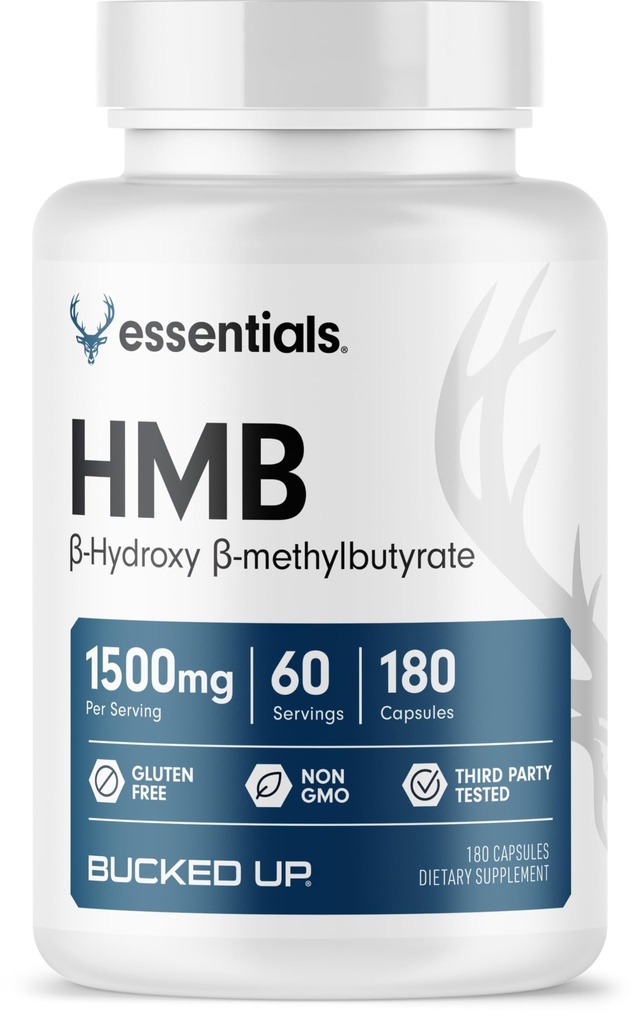 Bucked Up HMB (Beta-Hydroxy Beta-Methylbutyrate) 1500 mg Per Servis, Essentials (60 Hizmet, 180 Capsules)