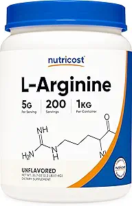 Nutricost L-Arginine Toz 1KG - Pure L-Arginine, 5g Per