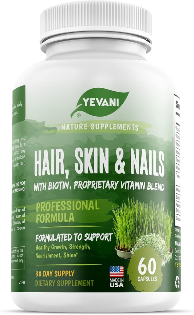 100 Saf Saç, Skin ve Nails Biotin Super Mix Formula ile Vitaminler, Hem Kadınlar hem de Erkekler için Saç, Skin ve Nail Sağlığını Desteklemek için Tasarlandı