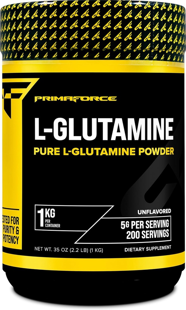 Primaforce L-Glutamine Toz 1000 Grams (1 KG) Unflavored - Pure L-Glutamine Toz, 5g per Service, GMO-Free, Gluten-Free, 200 Hizmetler