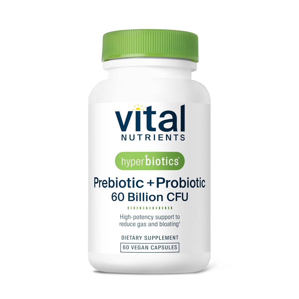 Hiperbiyotikler Vital Nutrients Prebiyotik ve Probiyotik for Women and Men | 60 Milyar CFU | Pre and Probiyotiks Supports Digestive Health, Constipation, Diarrhea, Gas & Bloating | 60 Vegan Capsules