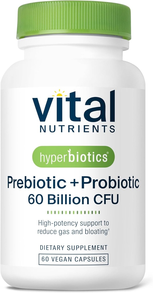 Hiperbiyotikler Vital Nutrients Prebiyotik ve Probiyotik for Women and Men | 60 Milyar CFU | Pre and Probiyotiks Supports Digestive Health, Constipation, Diarrhea, Gas & Bloating | 60 Vegan Capsules