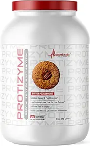 Metabolic Nutrition, Protizyme, 100% Whey Protein Powder, High Protein, Low Carb, Low Fat Whey Protein, Digestive Enzymes, 24 Essential Vitamins and Minerals, Butter Pecan Cookie, 2 Pound (26 ser)