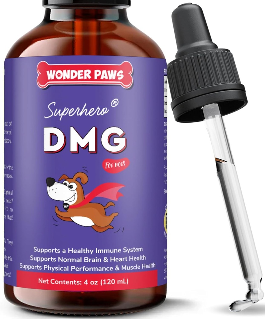 Premium DMG για σκύλους – DMG Liquid to Support Immune Health, Skin, Stamina, Musles, Stress & Performance - Διμεθυλγλυκίνη (DMG) για όλες τις ηλικίες, μεγέθη & Φυλή – 4oz
