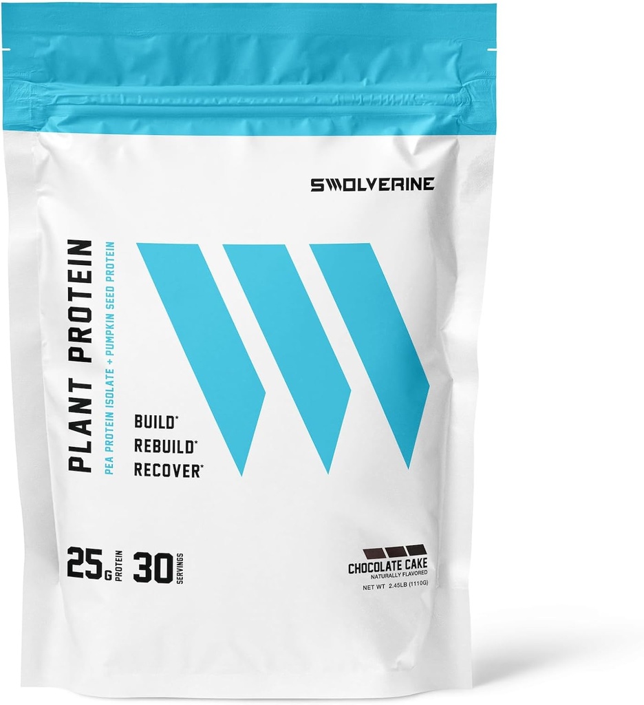 Swolverine Plant Protein | 100% Vegan, Plant-Based Protein Toz, Pea Protein Isolate, Candy Tohum proteini, 22G Protein, 30 Çikolata Keki Flavor (Chocolate Kek)