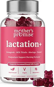 Mother's Promise Lactation Supplement Gummies for Mother Milk Production Art | Postnatal Lactation Support for Emziring, Hemşire & Lactating with Fenugreek, Moringa & Milk Butle | Vegan