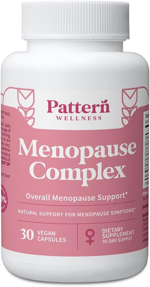 Pattern Wellness Εμμηνόπαυση Complex – Βότανο συμπλήρωμα για Wellness & Hormone Υγεία Υποστήριξη – με Black Cohosh, DIM & Bioperine® – 30 Vegan Κάψουλες, 3ο Κόμμα Δοκιμασμένο