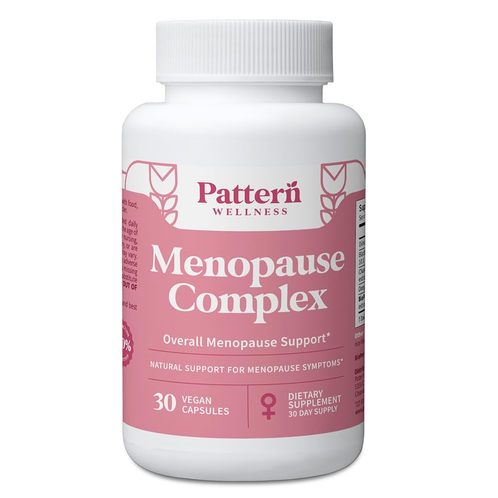 Pattern Wellness Menopause Complex – Herbal Supplement for Women’s Wellness & Hormone Health Support – with Black Cohosh, DIM & Bioperine® – 30 Vegan Capsules, 3rd Party Tested