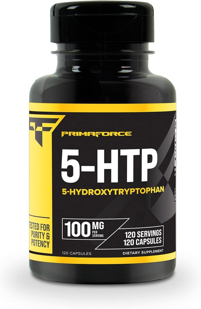 Primaforce 5-HTP 100 mg Supplement, 120 Capsules, 100 mg Per Service, 5-Hydroxytryptophan