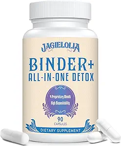 All-In-One Detox Binder Supplement 1500 MG - High Bioavailability, Liver Gut Detox Cleanse Aktif Charcoal, Zeolite & Bentonite Clay for Toxins, Liver, Digestive, 900 Vegan Capsules