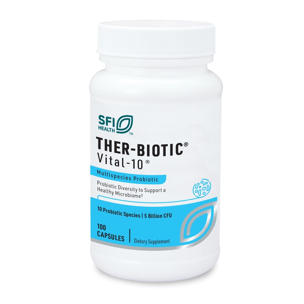 SFI Health Klaire Labs Ther-Biotic Vital 10 - Multistrain Probiyotik with Lactobacillus, Bifidobacterium & More - Support Gut Health, A Balanced Microbiome & Immune Function (100 Capsules)