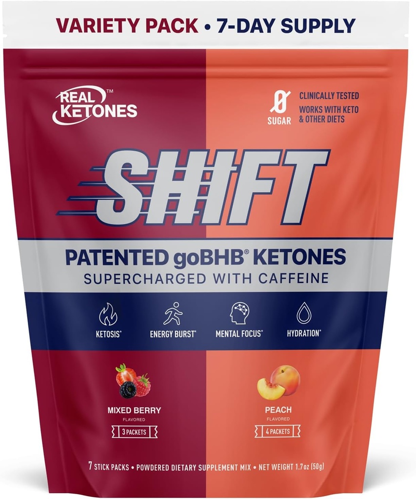 Real Ketones BHB Exojen Ketones Mix Packets Keto Electrolytes Toz Packets No Sugar with 4 Main Fasting Electrolytes Plus Hydrating Patented DWB - 7 Count Peach, Karma Berry