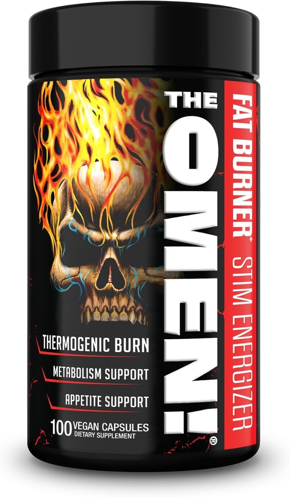 JNX SPORTS The Omen! Termogenic Fat Burner – L Carnitine ile Erkekler ve Kadınlar için Diyet Supplement | Appetite Suppressant & Metabolism ATM | 100 Capsules