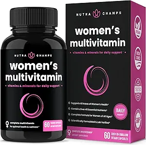 NutraChamps Women's Daily Multivitamin Supplement - Vegan Capsules with Biotin, Vitaminler A B C D E K, Macau, Lutein, Magnezyum - Premium Multimineral Multivitamin for Women