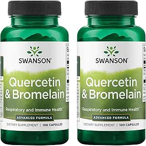 Swanson Quercetin & Bromelain-Promote Αναπνευστική Υγεία Υποστήριξη-Aid εποχιακό ανοσοποιητικό σύστημα Υγεία-Υποστήριξη Χοληστερόλη Επίπεδα ήδη w/i Κανονική εμβέλεια 100 Caps (250mg Quercetin/78mg Bromelain) 2 Συσκευασία