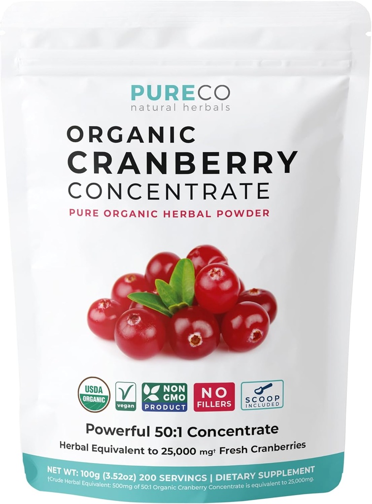 USDA Cranberry Toz Organik sertifikalı - Organik Cranberry Juice Support Urinary Tract Health for Women & Men - Pure Berry Inter Vegan Non-GMO & Filler Ücretsiz (200 Hizmet)