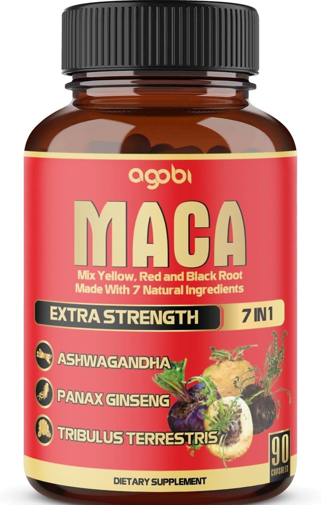 Maca Root Capsules - Doğal Sağlık Destek - Enerji - Performans ve Mood Supplement - Gelişmiş Kan Akışı 3Month Supply