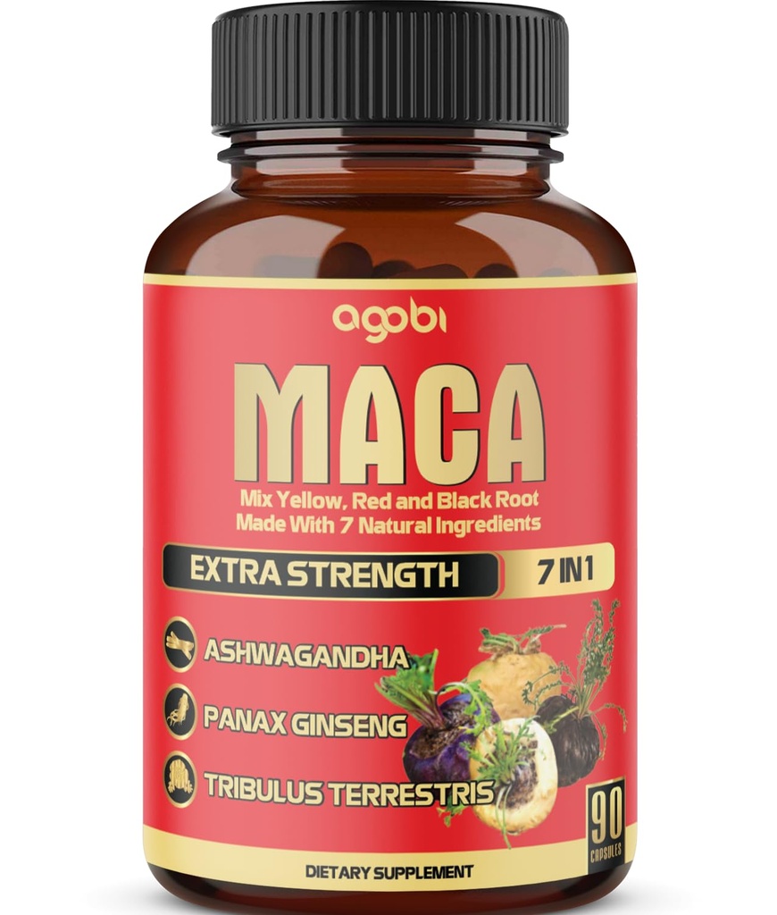 Maca Root Capsules - Doğal Sağlık Destek - Enerji - Performans ve Mood Supplement - Gelişmiş Kan Akışı 3Month Supply