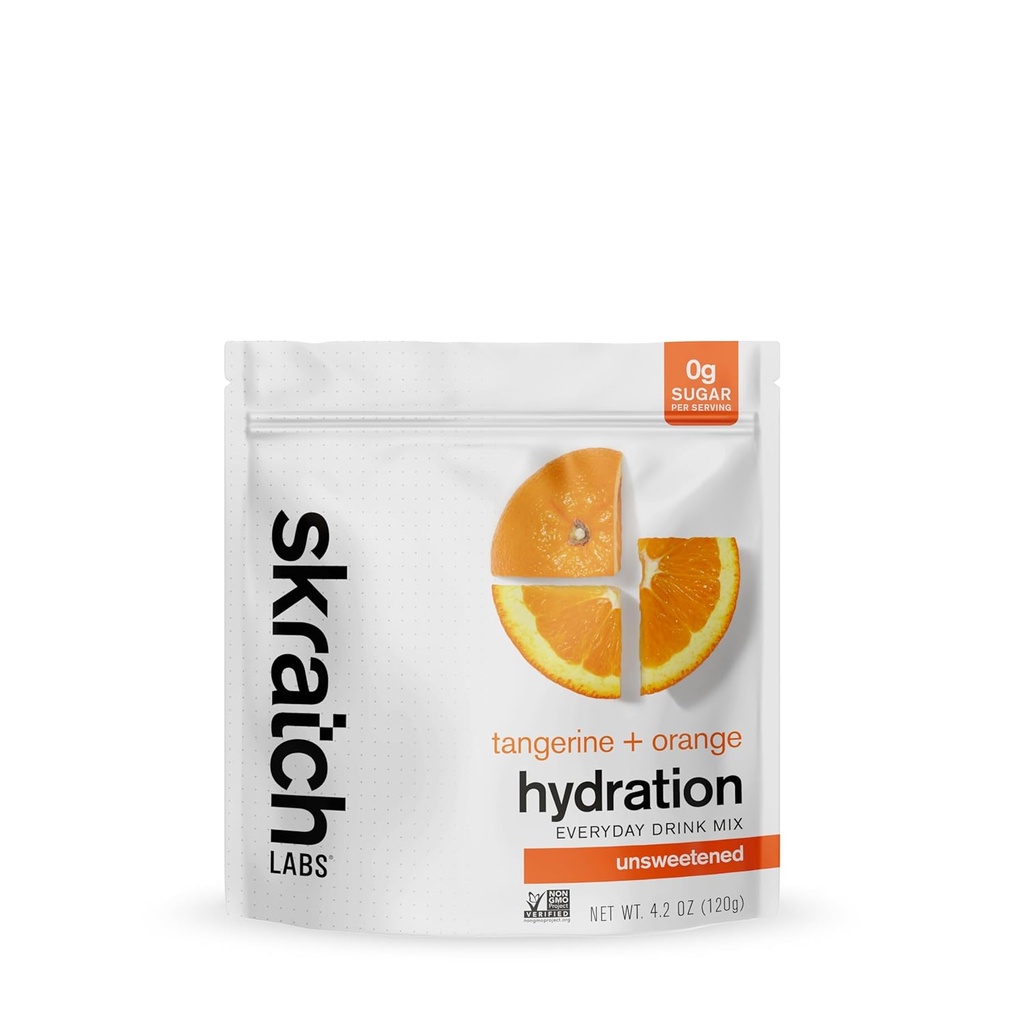 Skratch Labs Unsweetened Electrolyte Toz - Her gün Hydration - Sport Drink Mix - Sugar Free - Electrolytes Branson- Tangerine + Orange - 30 Hizmet - Keto, Paleo, Vegan, Non-GMOMO