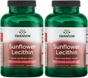 Swanson Sunflower Lecithin - Herbal Supplement Sağlıklı Beyin Fonksiyonlarını Geliştirmek - Doğal Formula Kalp Sağlığı ve Sağlıklı Lipid Dengesi - (90 Softgels, 1200 mg Her) 2 Pack
