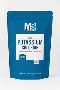 Potasyum klorid Toz - 500 gram - 1.1 lb - Potasyum Tamamlayıcı Toz, Pyum kloride Salt Substitute, Pyum Salt - Gluten Free, 200 mg