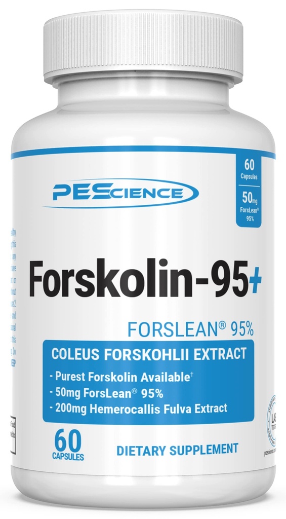 PEScience Forskolin Κάψουλες, 95% καθαρό εκχύλισμα φορσκολίνης από Coleus Forskohlii, πατενταρισμένο ForsLean, 50mg, 60 Count