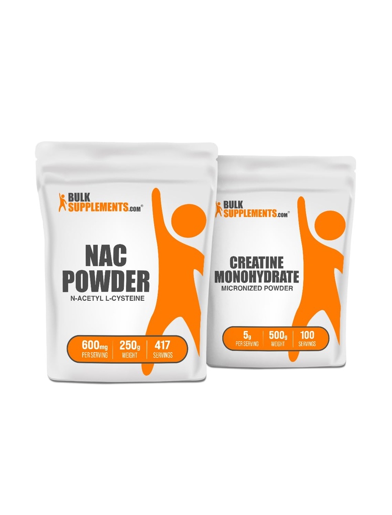 BulkSupplements NAC (N-Acetyl L-Cysteine) 250g + Creatine 500g Bundle