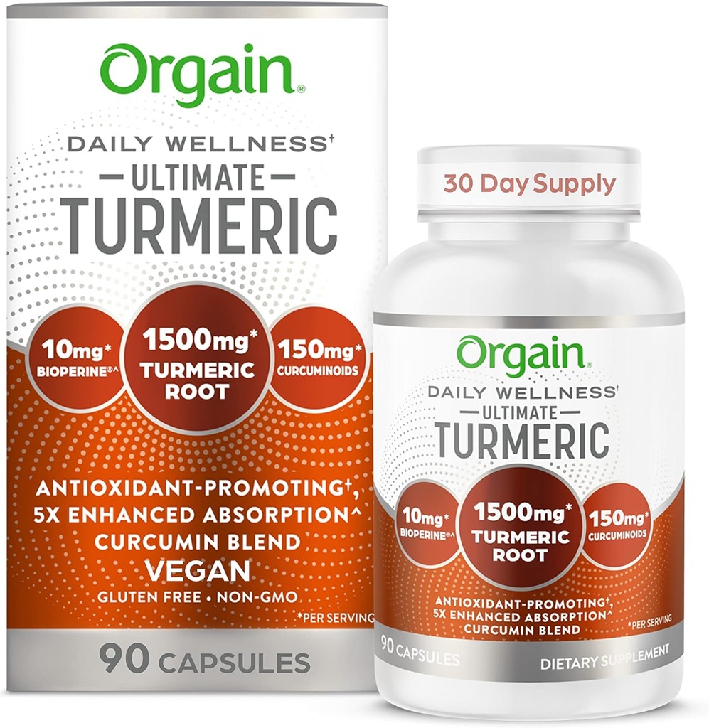 Ya da Ultimate Turmeric Supplement 1500 mg, Curcumin ve Bioperine Black Pepper Herbal Mix, Antioksi ve Kalp Sağlığını Destekler - 90 Capsules, 1 Ay Supply Health