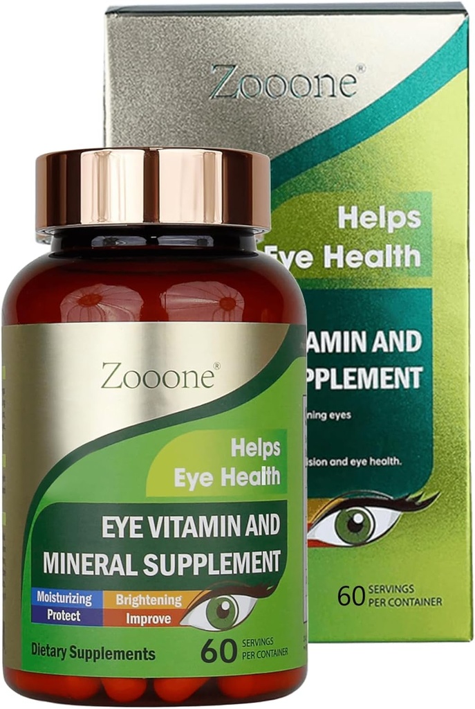 Zoone- 60pcs Lutein Eye Vitamins Συμπλήρωμα διατροφής για την υποστήριξη της ωορρηξίας & ξηρών ματιών, Περιέχει λουτεΐνη, ψευδάργυρο, βιταμίνες C/E & ζεαξανθίνη