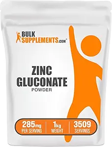 BulkSupplements.com çinko Gluconate Toz - çinko 40 mg, Immune Desteği için Mineral Supplement - Gluten Free, 285 mg per Service, 1kg (2.2 lbs) (Paket 1)