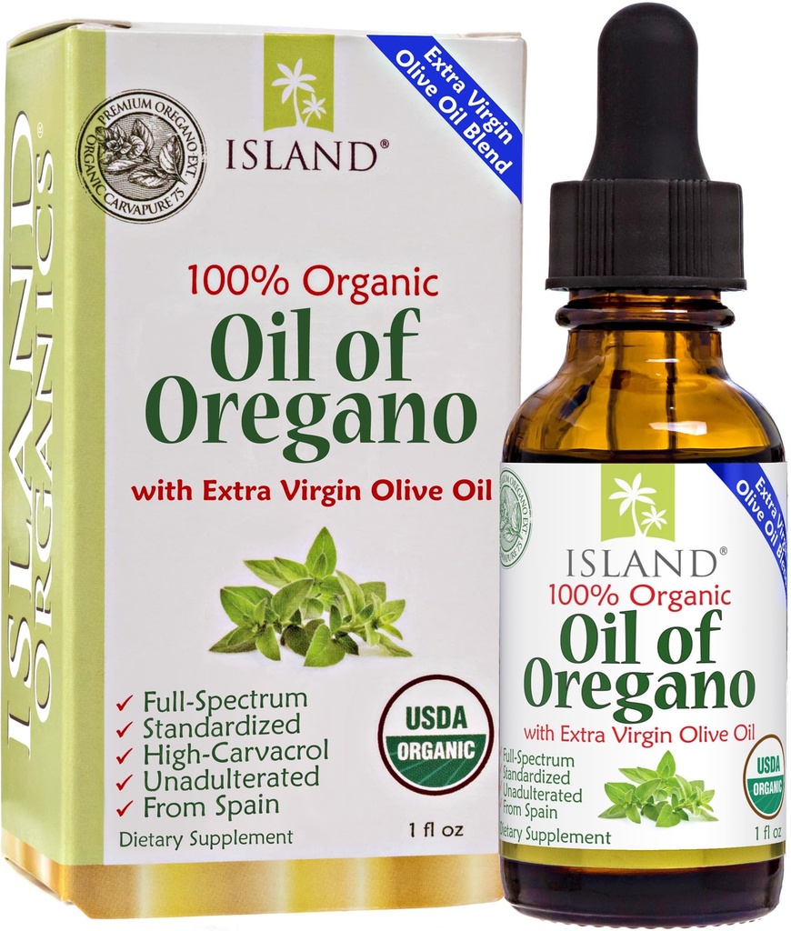 Oregano Organik Sıvı Durağı (1 fl oz) - Organik Oregano Petrol ve Zeytinyağının bileşimi, İspanya'da Büyümek