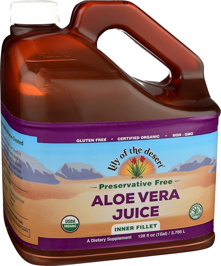 Lily of the Desert Aloe Vera Juice - Βιολογικό, συντηρητικό-ελεύθερο εσωτερικό φιλέτο Aloe Vera Ποτό με φυσικά διεγερτικά ένζυμα για την υγεία των ούλων, ανακούφιση στο στομάχι, ευεξία, λαμπερό δέρμα, 128 Fl Oz