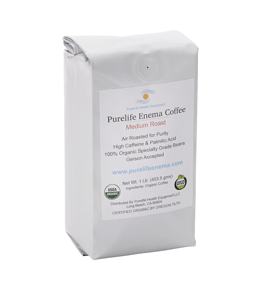 Purelife Organic Enema Coffee- Medium Air Ψήσιμο - Lab Tested - Moll/Mycotoxin Free - Προτείνεται από Gerson - Pre-Ground
