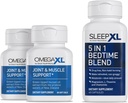 OmegaXL Joint Relief Supplement - Natural Muscle Support, 60 Softgels (2 Pack) & SleepXL acil-Release melatonin, L-Theanine (Calming), Chamomile, Magnezyum & B6 (60 Vegan Capsules)