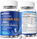 2 Pack Liposomaluba AKG Supplement 1500 mg with Vitamin D3 & K2 for Women & Men, Dolce Supplement with Magnezyum Glycinate, Boron, Probiyotiks & Vitamin C for Bone Strength & Energy, 240 Softgels