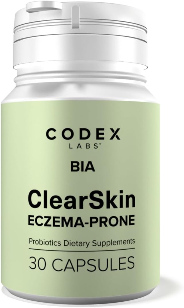 Codex Labs BIA Eczema Probiyotik – 30 Capsules | Eczema-Prone Skin için Klinik Olarak Proven Probiyotikler ve Prebiyotik Blueberry | Gut-Skin Barrier & Immune Support | 30-Day Supply