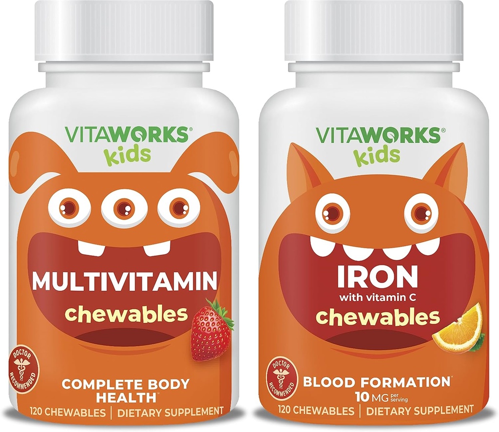 Çocuklar Multivitamin Chewables + Iron 10mg + Vitamin C Chewables Sche