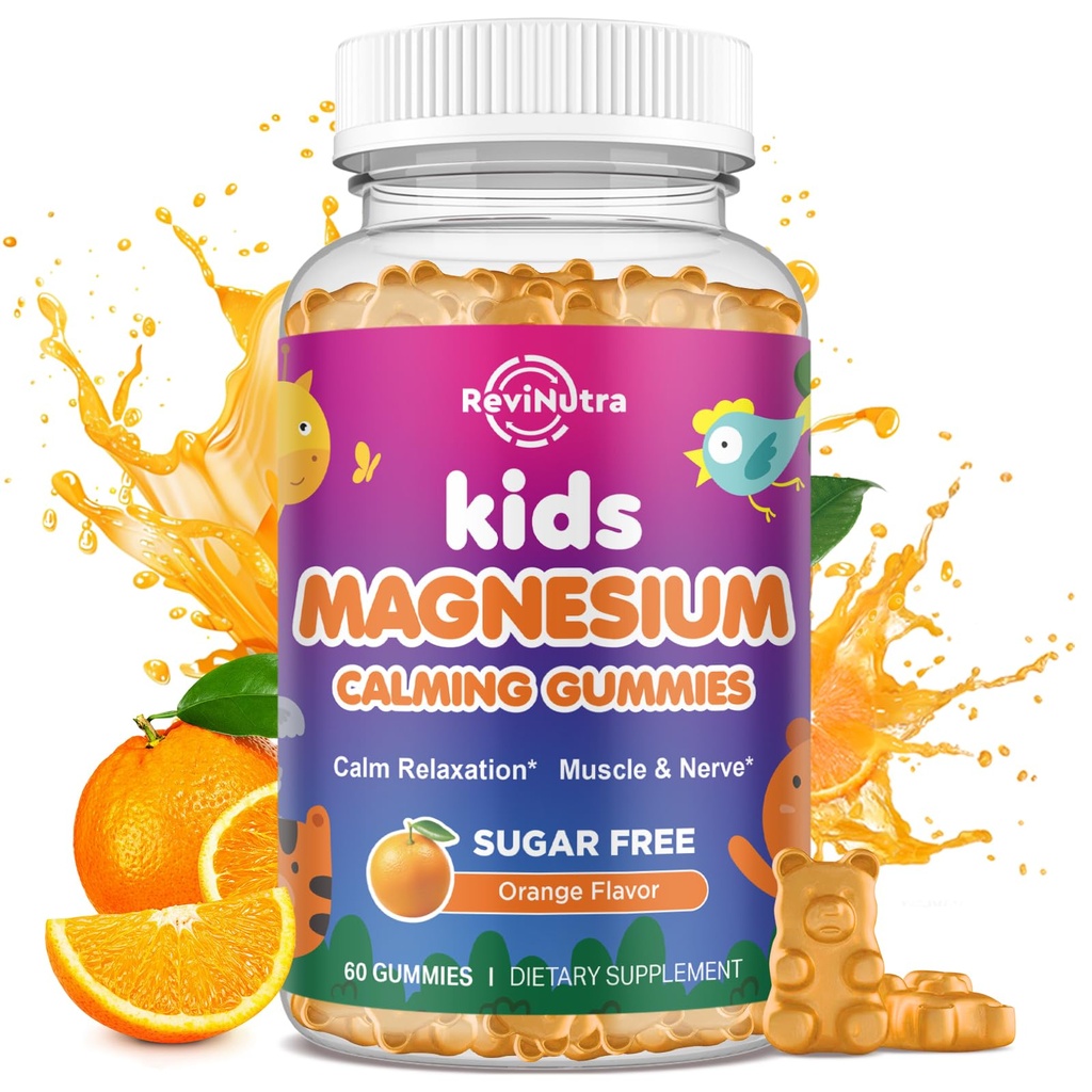 Çocuklar için Calmies - Beslenme, Beyin, Immune & Bone Health - Great Tasting Magnezyum Gummies for Kids & Yetişkinler - Vegan Sugar Free Orange 60ct