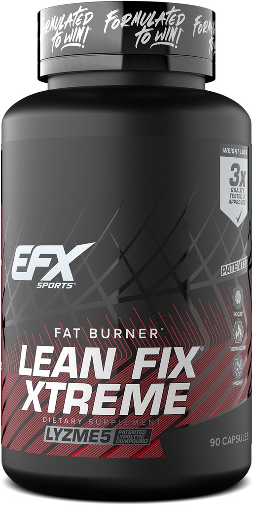 EFX Sports Lean Fix Xtreme | Kilo kaybı Tamam | Multi-Patented, Fat Yan Formula | Lyzme 5 | 30 Servisler, 90 Capsules