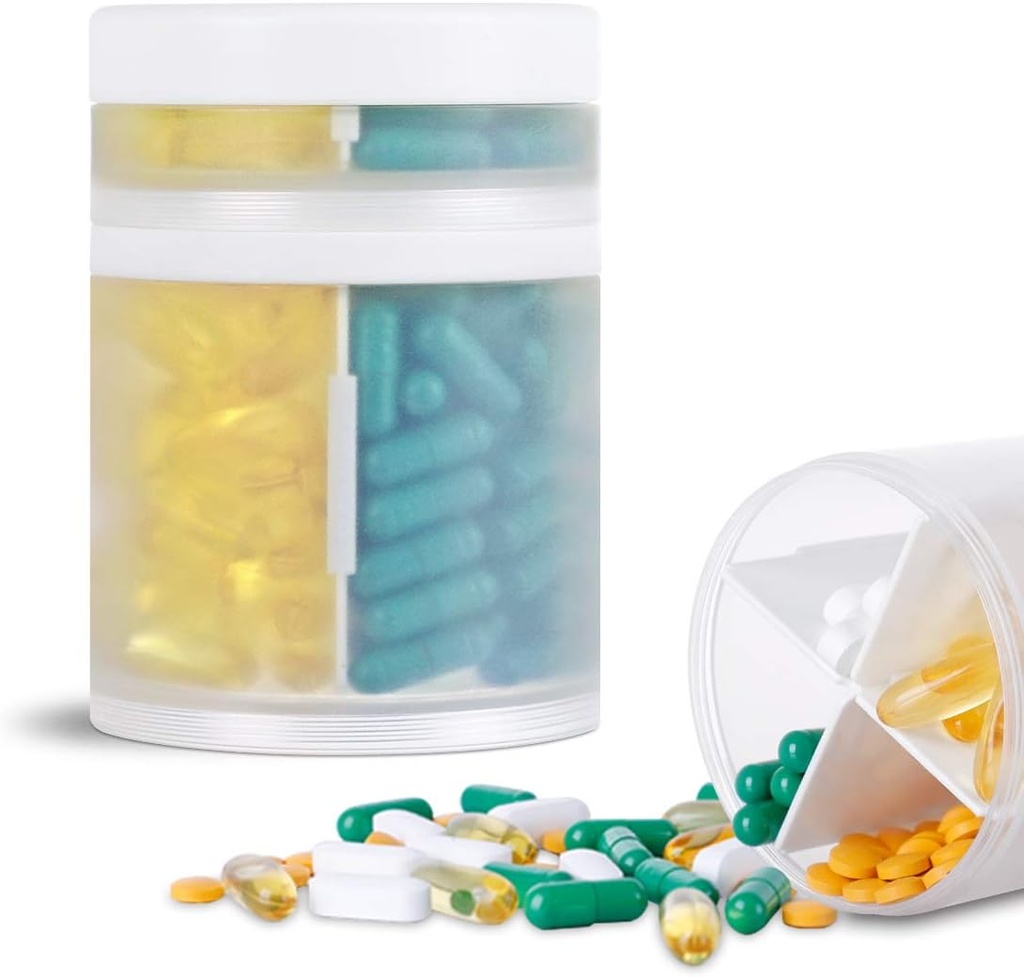 Ekstra Büyük Supplement Organizer ve Portre Pill Vakası 8 Karşılaştırmalı Çift Katmanlar Tıp Bariyeri Aylık Vitaminler Organize Pill Şişe,Transmain