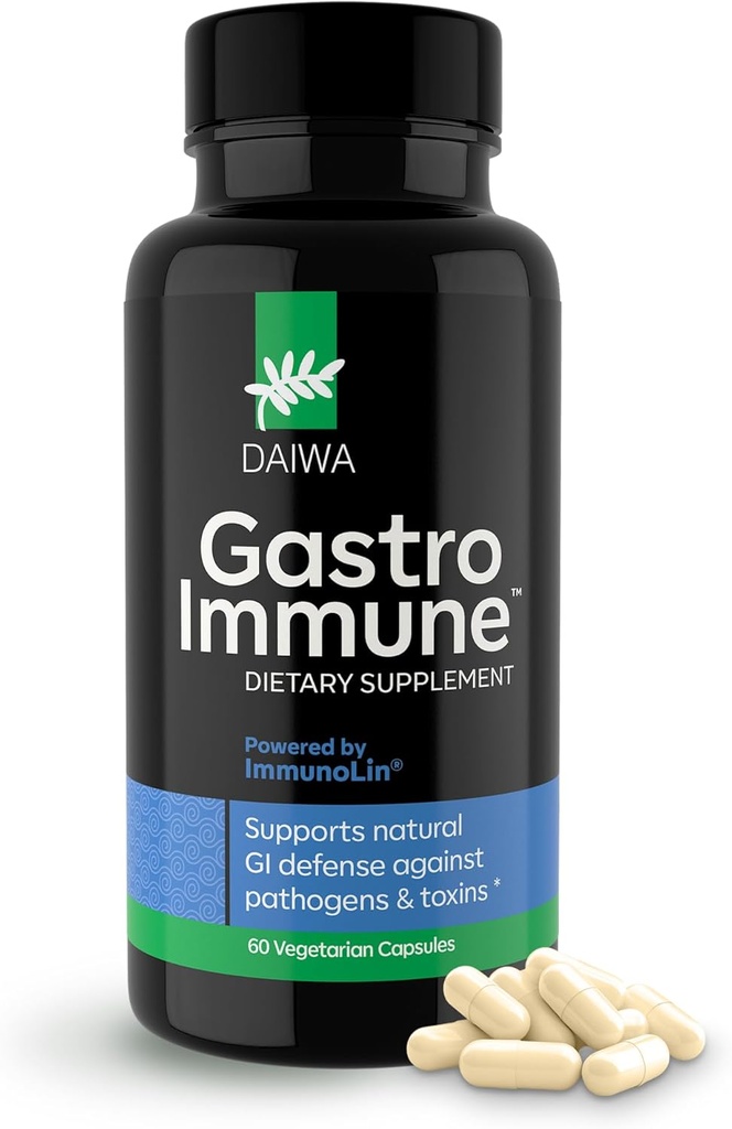 Daiwa GastroImmune - Gut Health ve Immunity Supplement - Non-GMO, Protein-Based Formula for Digestive Wellness - 60 Capsules