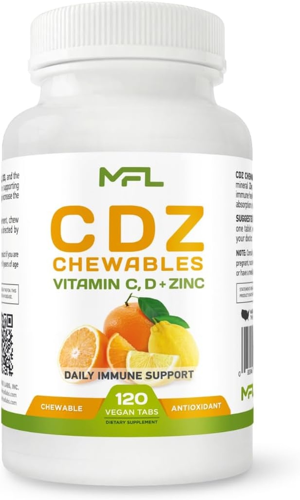 C D Z CHEWABLES | C, 1000 mg | Vitamin D3, | çinko, | Non-GMO & Gluten Free | 120 Vegetarian Chewable Tabletler | 120 Servisler