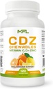 C D Z CHEWABLES | C, 1000 mg | Vitamin D3, | çinko, | Non-GMO & Gluten Free | 120 Vegetarian Chewable Tabletler | 120 Servisler