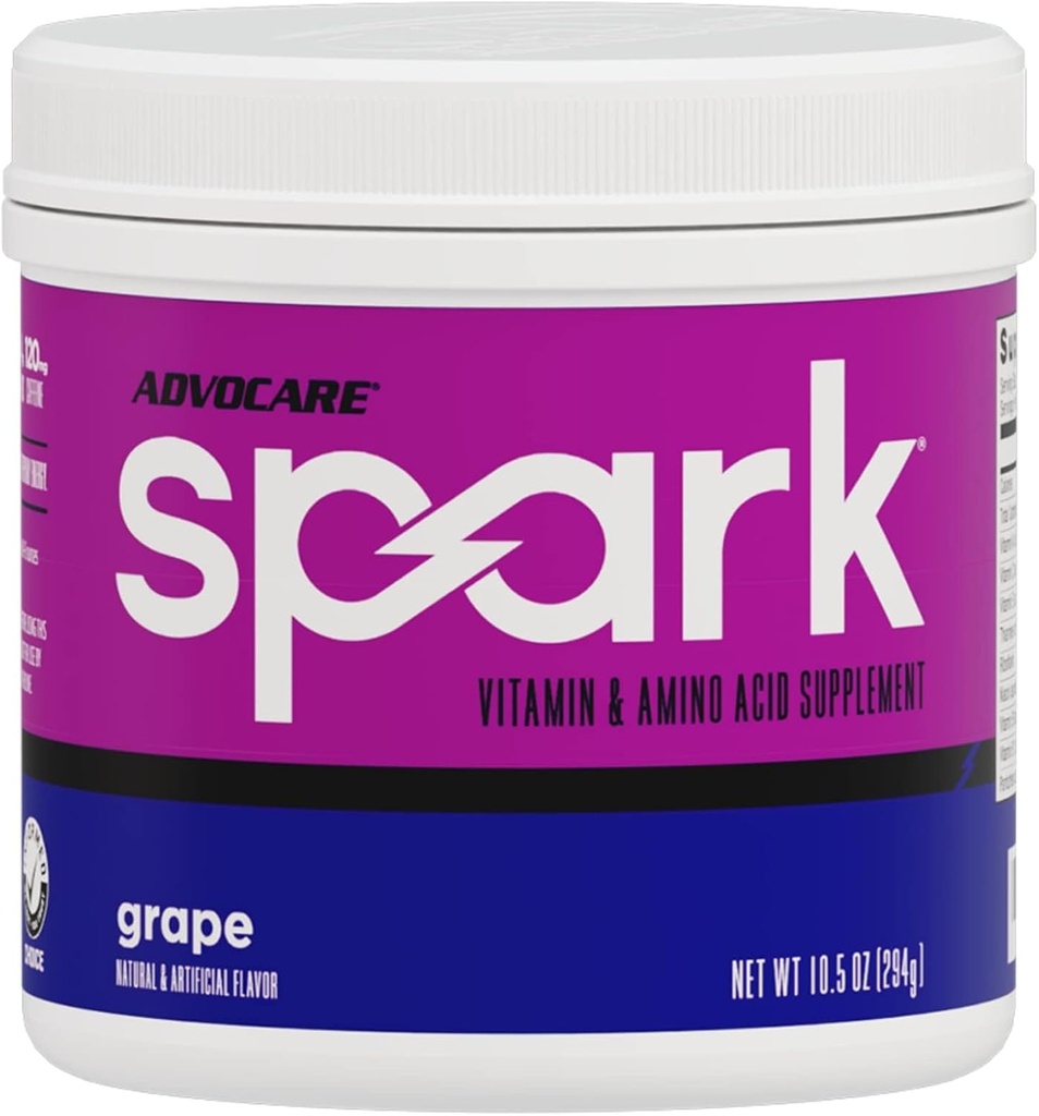 AdvoCare Spark - Enerji İçgörü - Vitamin & Amino Asit Supplement - Enerji ve Odak - Portatif Immune Desteği - Sugar-Free - Grape (10.5)