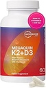 Microbiome Laboratuvarları MegaQuin D3 + K2 - Yüksek Potency Vitamin D3 K2 Supplement - Bioaktif & Bio kullanılabilir - D3 5000 iu & MK-7 - destek Bone, Heart, Nerve & Immune Health (60 Capsules)