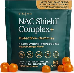 Sugar-Free NAC Gummies (Immune Support Complex) N-Acetyl Cysteine, C & çinko - Destekler Respiratory Health, Liver Detox & Cleanse, Kidney Function, NAC Supplement for Kids and Yetişkinler - Vegan
